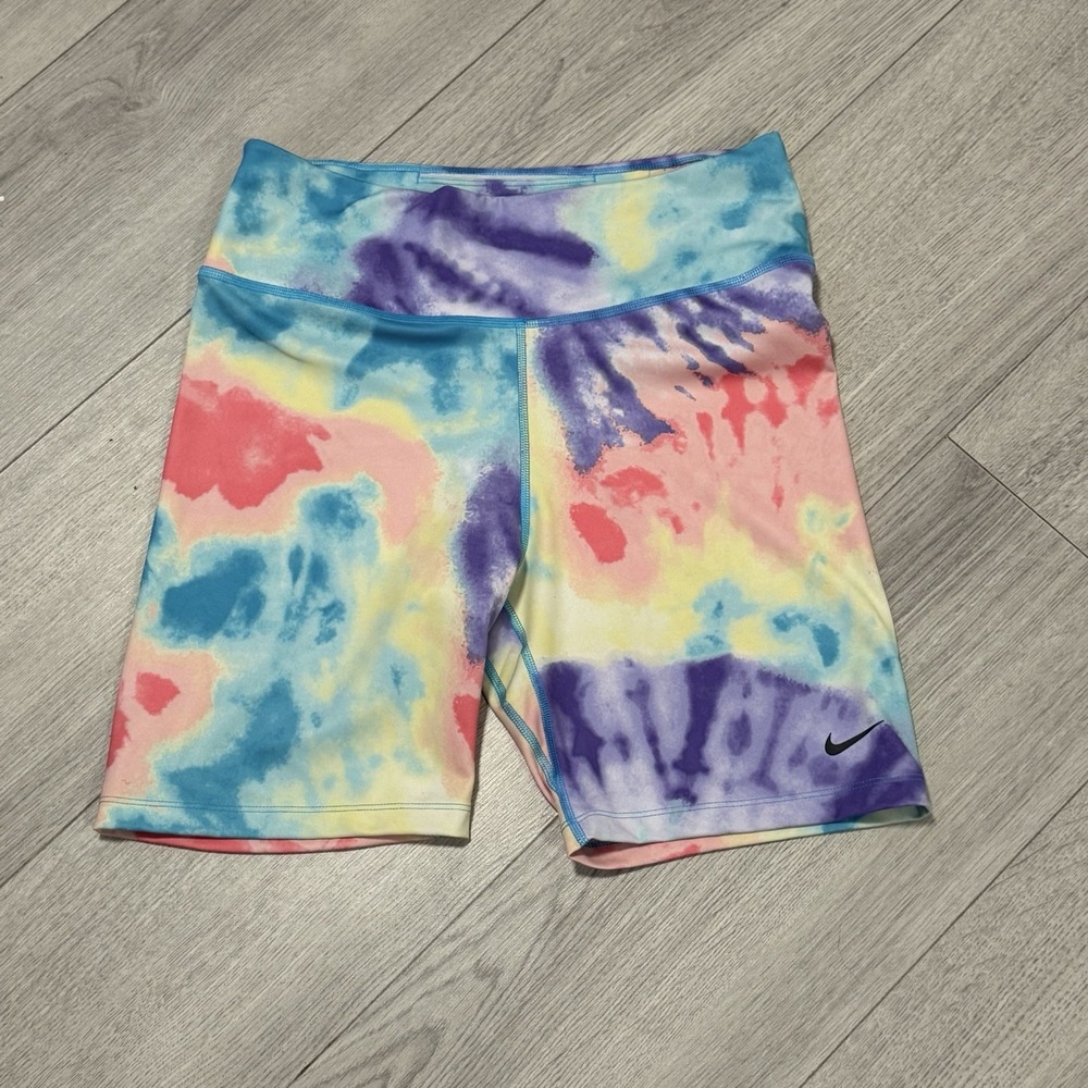Nike One Dri-Fit Mid-Rise 7" Tie-Dye Bike Shorts Training Women's Large